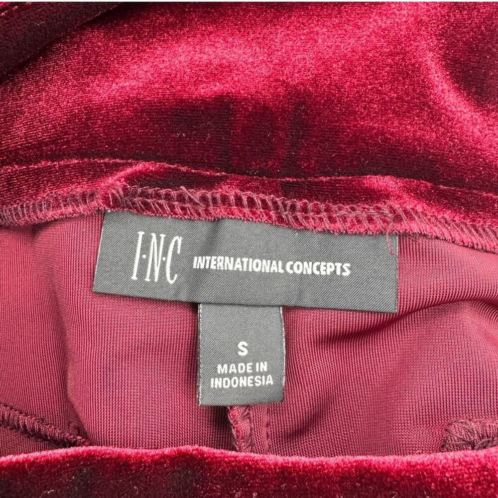 I.N.C. International Concepts Burgundy Red Pintuck Velvet Wide Leg Pants Size S - Picture 9 of 12
